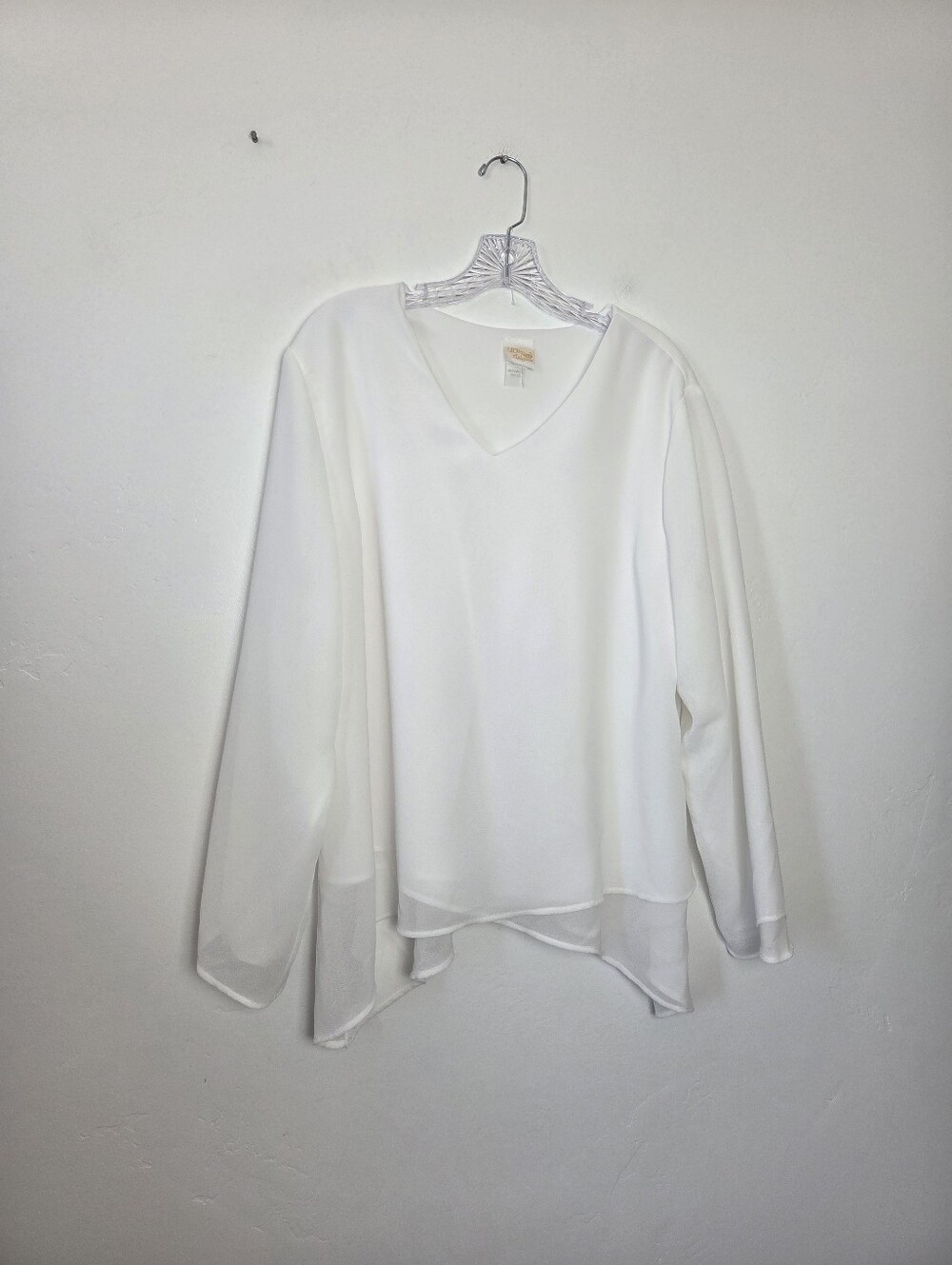 White Elegance Blouse Top Chiffon Plus Size 2X Wedding Bridal Church Temple